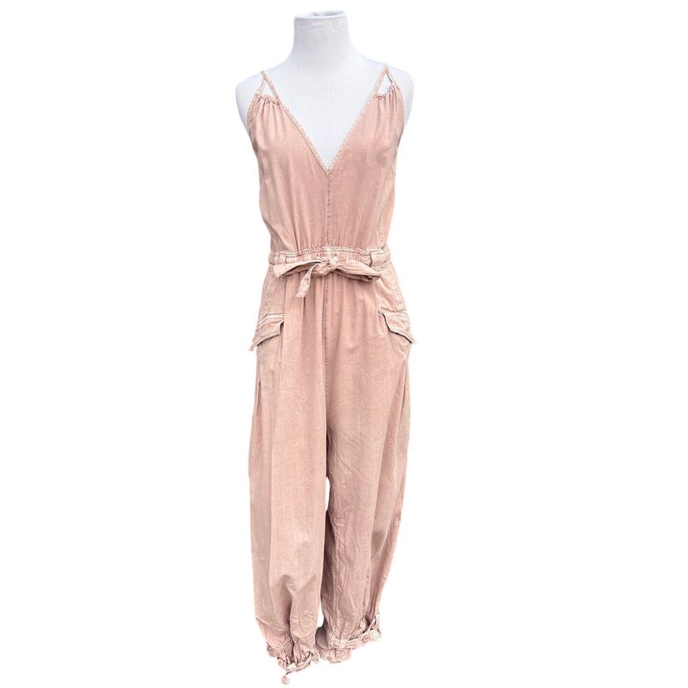 Free People Aberdeen Cropped Jumpsuit Dusty Himalayan Pink Size M
